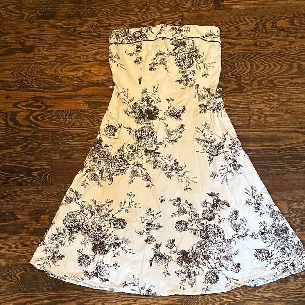 Teeze Me White and brown Floral Strapless Dress